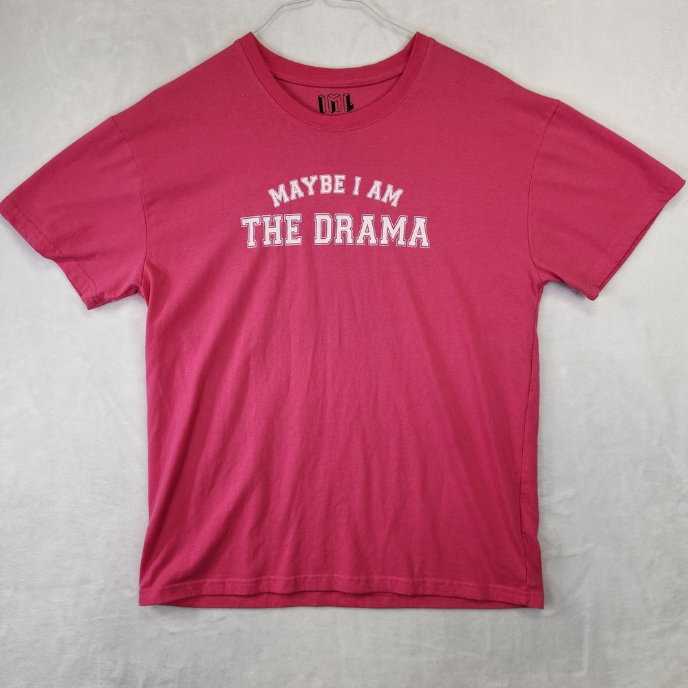Isaac Morris Mens Graphic T Shirt Maybe I Am The Drama‎ Pink Size L